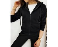 Dámská mikina s kapucí a zipem černá VICTORIA Černá, L