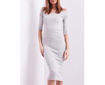 Dámské šaty na ramena KIERA světle šedé Světle šedá, L