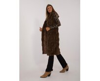 Dámská vesta s podšívkou kožešinová tmavě hnědá Hnědá, L/XL