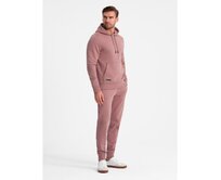 Pánská tepláková souprava BASIC klokanka + tepláky - tmavě růžová V4 Růžová, XXL