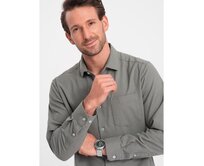 Pánská košile REGULAR FIT s kapsou V4 OM-SHCS-0148 khaki Khaki, XXL