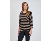 Černé pruhované tričko s tříčtvrtečním rukávem Černá, M