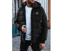 Pánská zimní bunda prošívaná s kapucí černá Černá, 3XL