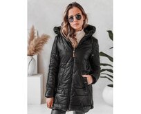 Dámská zimní bunda prošívaná s kapucí černá Černá, XL