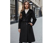 Dámský zimní kabát, klasický trenčkot, černá barva Černá, XL