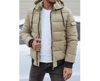 Pánská zimní bunda prošívaná s kapucí béžová Béžová, XXL/54