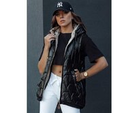 Dámská prošívaná vesta s kapucí GLITZY černá Černá, L