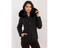Černá prošívaná přechodová bunda s umělou kožešinou Černá, XL