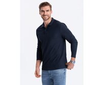 Pánské tričko s dlouhým rukávem s polo límcem V3 OM-POBL-0114 tmavě modrý Námořnická modrá, L