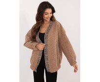 Dámský volný svetr bez knoflíků hnědý Karamelová, Univerzální