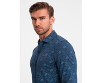 Pánské bavlněné tričko s květinovým motivem tmavě modré Námořnická modrá, L