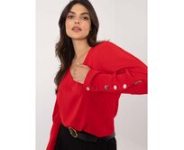 Červená elegantní halenka s ozdobnými knoflíky Červená, Univerzální