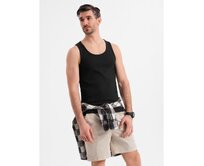 Pánské bavlněné základní tričko s ramínky - černé V3 OM-TSBT-0239 Černá, M