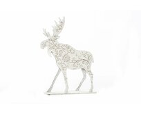 Dekorace "WHITE REINDEER"-plech 19x4x15