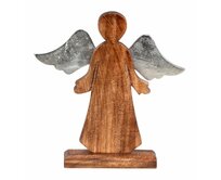 Dřevěný anděl s kovovými křídly 30.5cm