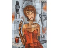 Originální olejomalba "The Right Romantic Line". Olej na plátně. 50 x 35 cm., nerámováno, signováno.