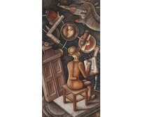 Originální olejomalba "Nebeská mechanika". Olej na plátně. 80 x 40 cm., nerámováno, signováno.