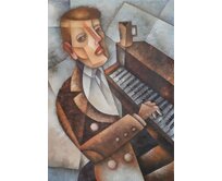 Originální olejomalba "Pianista". Olej na plátně. 50 x 35 cm., nerámováno, signováno.