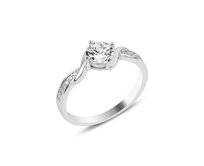 Klenoty Amber Stříbrný prsten s velkým čirým zirkonem Velikost: 54 54