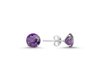 Klenoty Amber Stříbrné kulaté náušnice Violet - 7 mm bílá, stříbro Ag 925/1000
