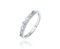 Klenoty Amber Stříbrný prsten s drobným řetízkem - zirkony Velikost: 16 16, stříbro Ag 925/1000