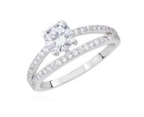 Klenoty Amber Stříbrný prsten s bílým  zirkonem Velikost: 49 49