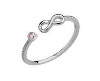 Klenoty Amber Stříbrný otevřený prstýnek nekonečno - růžový zirkon Velikost: 10 10, stříbro Ag 925/1000