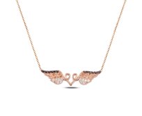 Klenoty Amber Stříbrný náhrdelník s andělskými křídly - růžová