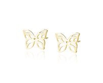 Klenoty Amber Stříbrné pozlacené náušnice - hladký motýl pozlacené stříbro Ag 925/1000
