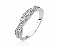 Klenoty Amber Stříbrný propletený prstýnek - zirkony Velikost: 10 10, stříbro Ag 925/1000