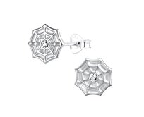 Klenoty Amber Stříbrné náušnice pavoučí síť s krystalem  stříbrná , stříbro Ag 925/1000