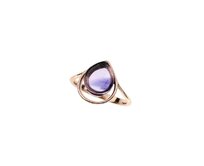 Klenoty Amber Stříbrný prsten s ametystem - pozlacený Velikost: 54 fialová, 54, pozlacené stříbro Ag 925/1000