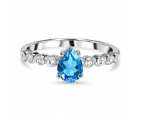 Klenoty Amber Luxusní stříbrný prsten topaz Honey Velikost: 52 modrá, 52, stříbro Ag 925/1000