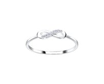Klenoty Amber Stříbrný prstýnek nekonečno se zirkony Velikost: 57  stříbrná , 57, stříbro Ag 925/1000