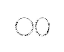 Klenoty Amber Stříbrné náušnice kroužky diamantový řez šikmý 14 mm stříbrná , stříbro Ag 925/1000