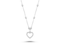 Klenoty Amber Stříbrný řetízek s přívěskem srdce a kuličkami  stříbrná , stříbro Ag 925/1000