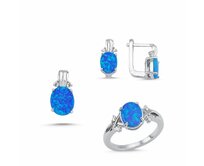 Luxusní sada šperků s  modrým opálem a zirkony Elite Velikost: 52 modrá, 52, stříbro Ag 925/1000
