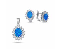 Luxusní sada šperků s  modrým opálem a zirkony Classy modrá, stříbro Ag 925/1000
