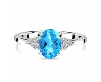 Klenoty Amber Luxusní stříbrný prsten topaz Unique Velikost: 57 modrá, 57, stříbro Ag 925/1000