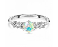 Klenoty Amber Luxusní stříbrný prsten s opálem a topazy Soulmate Velikost: 52 duhová, 52, stříbro Ag 925/1000