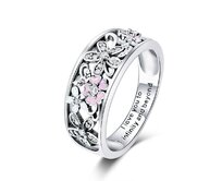 Stříbrný prsten Rozkvetlá třešeň Velikost: 52 růžová, 52, stříbro Ag 925/1000