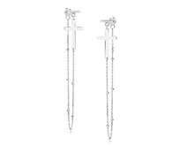 Klenoty Amber Stříbrné náušnice na řetízku křížky stříbrná , stříbro Ag 925/1000