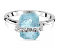 Klenoty Amber Luxusní stříbrný prsten akvamarín a topaz Natural Velikost: 54 modrá, 54, stříbro Ag 925/1000