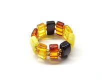 Pružný prstýnek z jantaru - multicolor žlutá