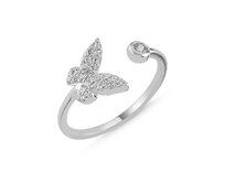Stříbrný otevřený prsten Motýl - nastavitelná velikost  stříbrná , stříbro Ag 925/1000