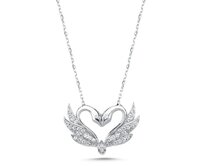 Klenoty Amber Luxusní stříbrný náhrdelník Labutí srdce  stříbrná , stříbro Ag 925/1000