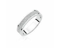 Klenoty Amber Širší stříbrný prsten se zirkony Velikost: 54  stříbrná , 54, stříbro Ag 925/1000