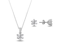 Klenoty Amber Stříbrná sada šperků - náušnice, náhrdelník bílá, stříbro Ag 925/1000