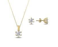 Klenoty Amber Pozlacená sada šperků - náušnice, náhrdelník zlatá, pozlacené stříbro Ag 925/1000