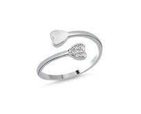 Stříbrný otevřený prsten Dvě srdce se zirkony  stříbrná , stříbro Ag 925/1000